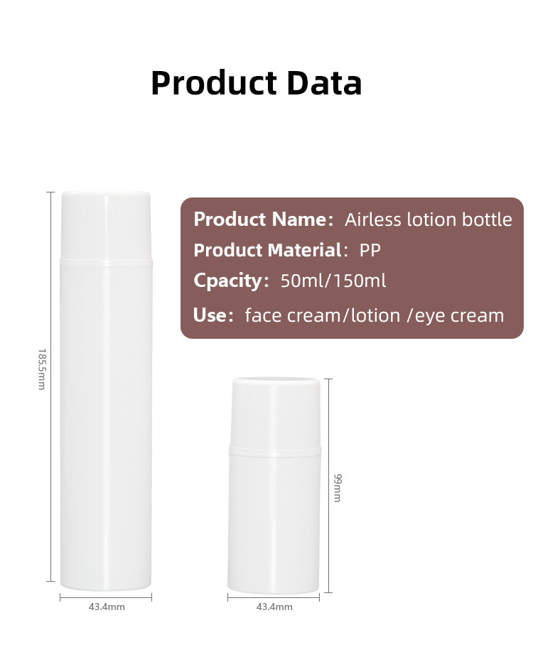 50ml 150ml Airless Pump Bottles Pp Skincare Cosmetic Packaging Pcr Container