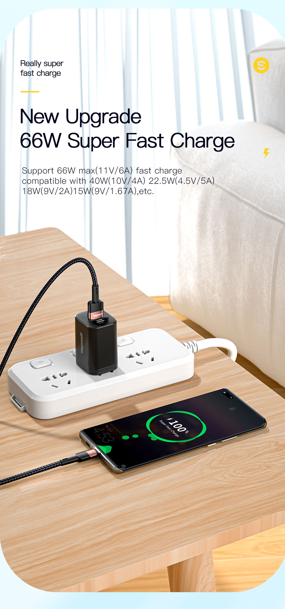Fast Charging Type C USB Cable 6A USB C Data Cable 66W For Huawei P30 P40 Pro