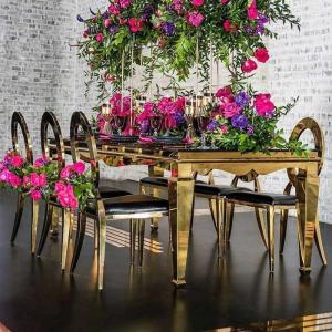 Quality Decoration Glass Top Wedding Table 120x240x75cm Stainless Steel Frame 0.42cbm wholesale