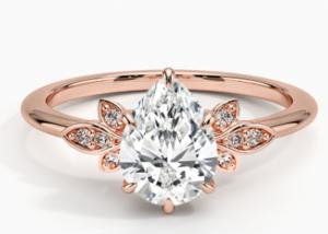 Quality 14K 0.77ct Rose Gold Pear Cut Wedding Moissanite Jewelry Gold Ring wholesale
