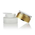 20g Frosted Glass Cream Jar With Luxury Acrylic Gold Lid