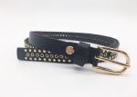 Light Weight Womens Studded Leather Belt With Gold Buckle 3/4" Width