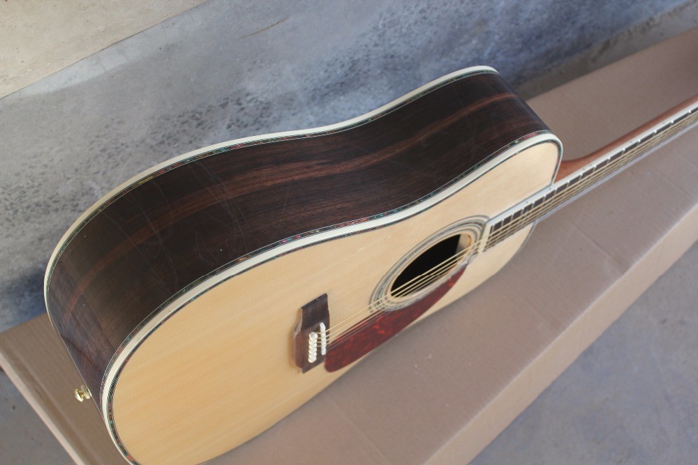 Ebony fretboard acoustic guitar AAA solid top acoustic electric guitar OEM round body custom guitar