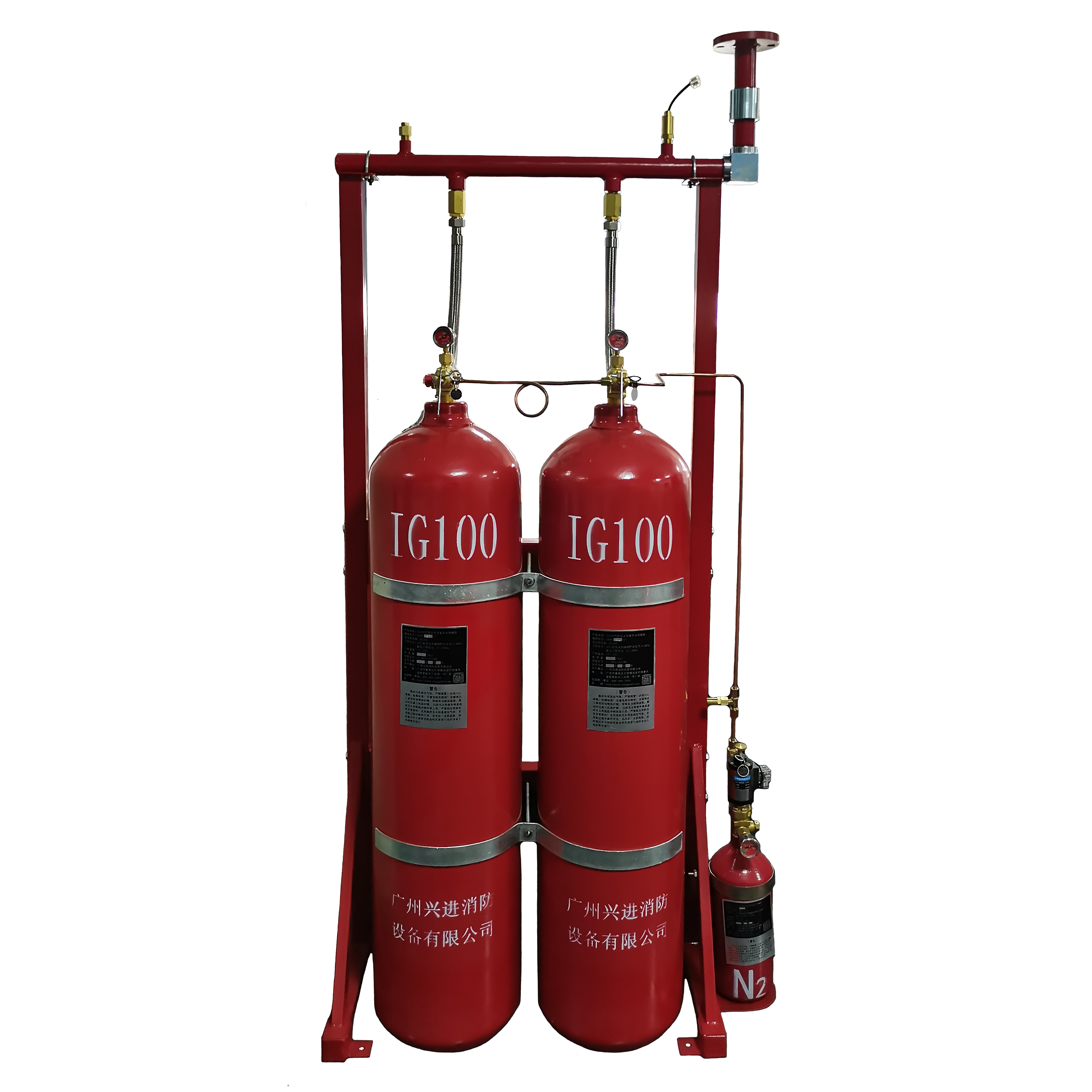 IG100 100% Pressurized Nitrogen Inert Gas Fire Suppression System Fire Suppression Pipe Network Type