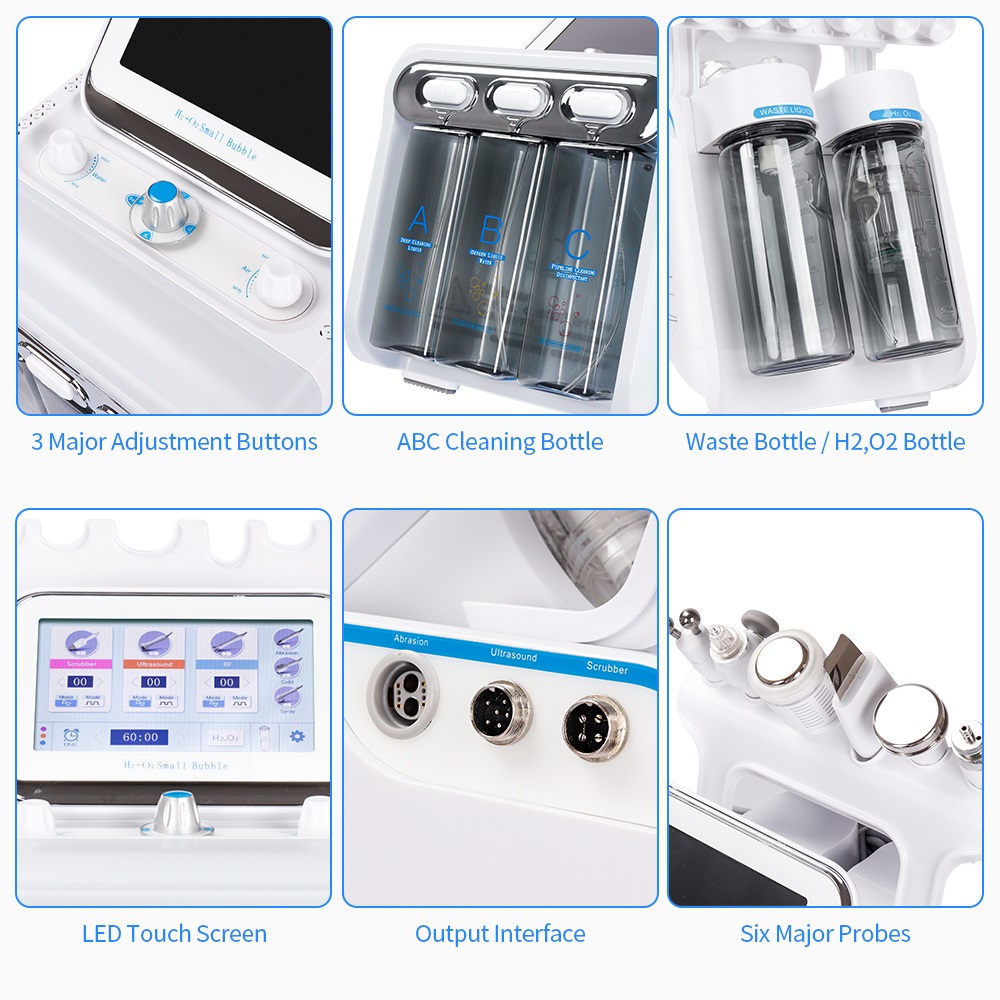 Tips 8 In 1 Hydrafacial Machine H2O2 Clear Oxygen Beauty Machine Accessories