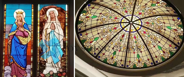 Curved church stained glass