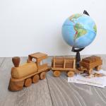 Handcrafted Handmade Wooden Train Set Baby Birthday Gift Crack Resistant