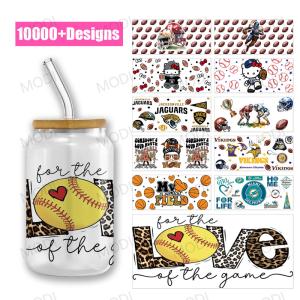 Quality UV DTF Cup Film Transfer Baseball Theme Glass Personalized Design And Logo wholesale
