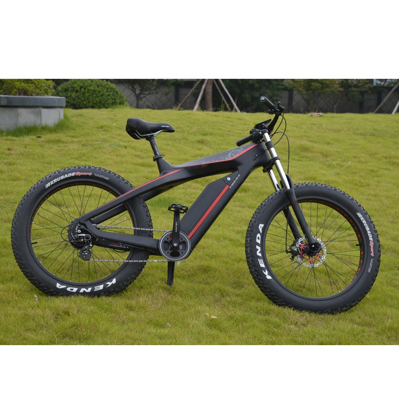 Domanca Carbon Fiber Fat Tire Electric Bike Off eBike 750w with JELLY POWER Battery