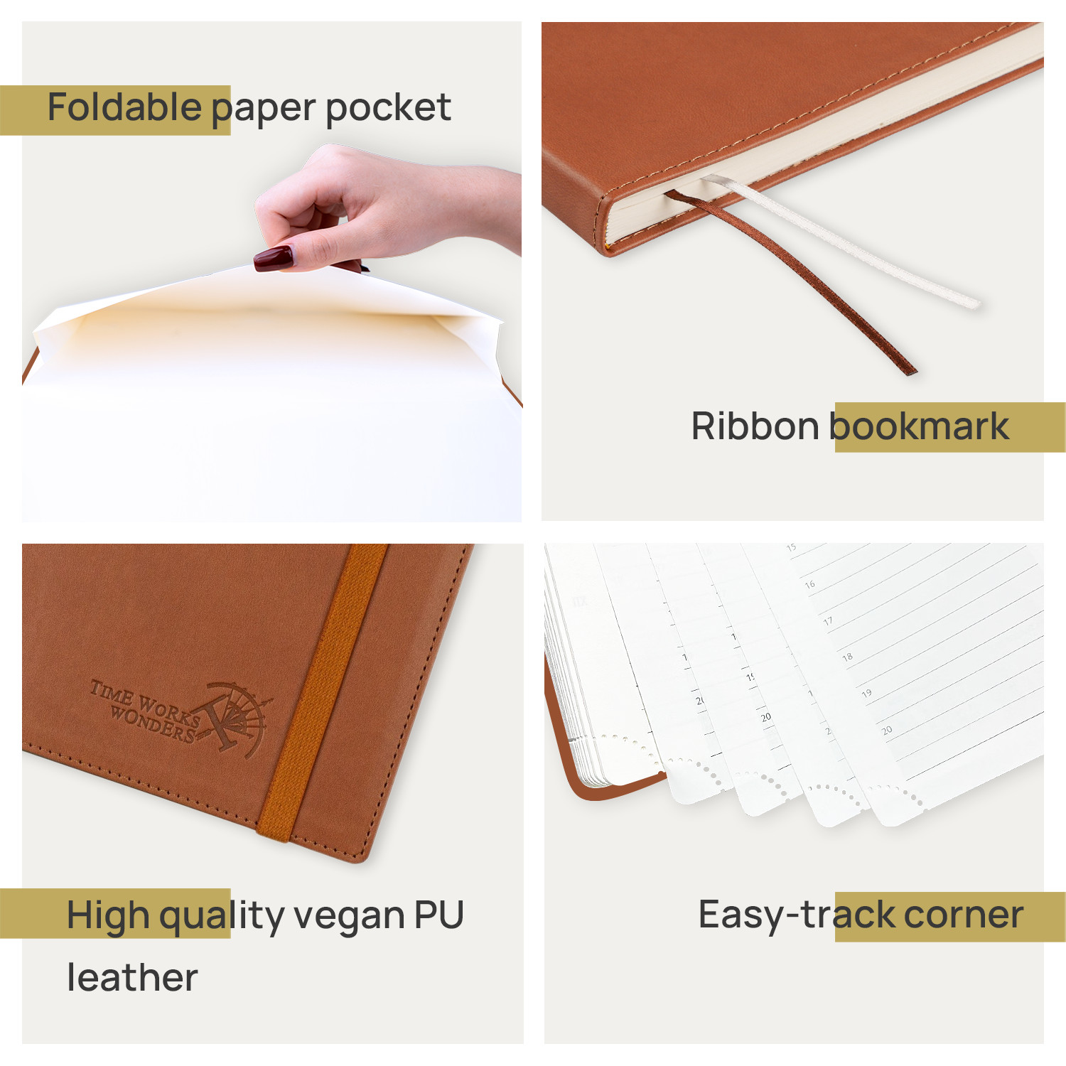 Custom Brown Softcover Large Academic Planner With Monthly Tabs