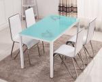 Toughened Glass Top Dining Room Table For Home / Restaurant Decoration blue