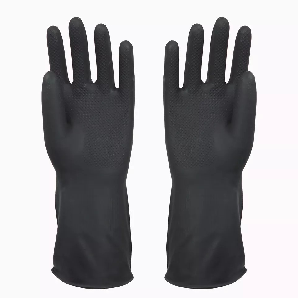 Hot heavy natural rubber latex safety gloves popular black industrial gloves