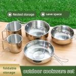 Camping 5pcs Outdoor Cookware Set Stainless Steel Picnic Cookware