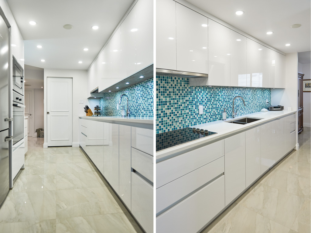 Lacquer Surface Treatment Wooden Cabinets for Customized Veneer Color Kitchen Furniture