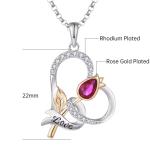 YASVITTI Custom Sterling Silver 925 Heart Rose Flower Necklace Classic Rose Gold