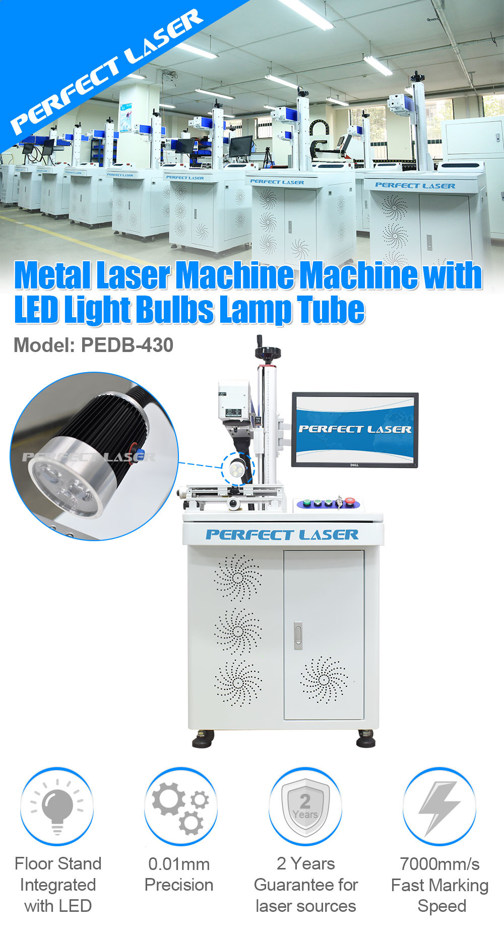 Small Size Metal Laser Ring Engraving Machine With LED Light Bulbs Lamp Tube