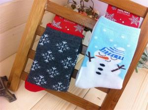 Quality Lovely cute cartoon christmas snowman design supersoft cotton dress socks in high warmth wholesale