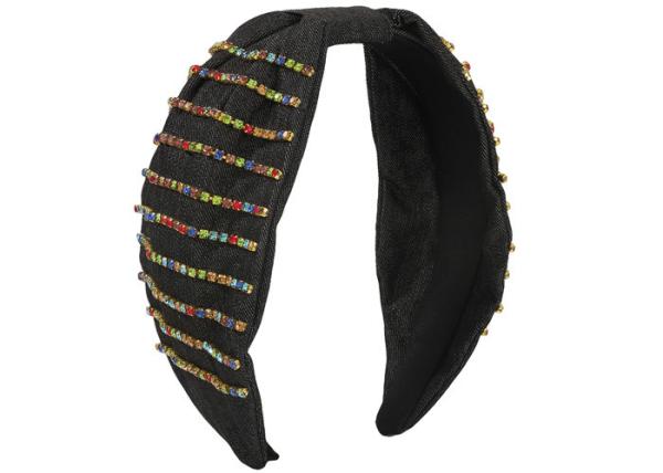 Denim hair hoops wide fabric headbands Creative color diamond-encrusted wide