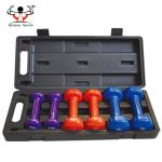 Carry Case 6kg Vinyl Dumbbell Set For Building Muscle Strength Hex Shape