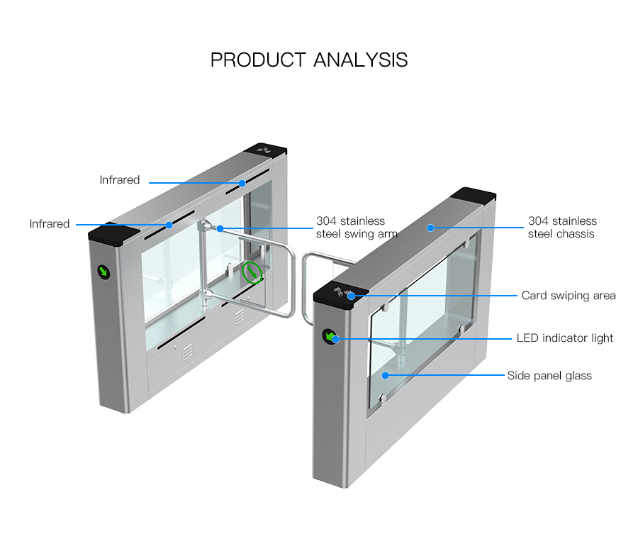 HCW Pedestrian Swing Turnstile Barrier Gate For Gym With Face Recognition