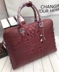 Genuine Crocodile Skin Men's Gray Laptop Briefcase Handbag Authentic Real