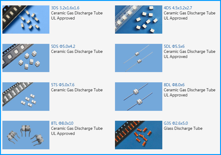 5.0x7.6mm Surface Mount 350V Gas Discharge Tube 5KA Glass Discharge Tube