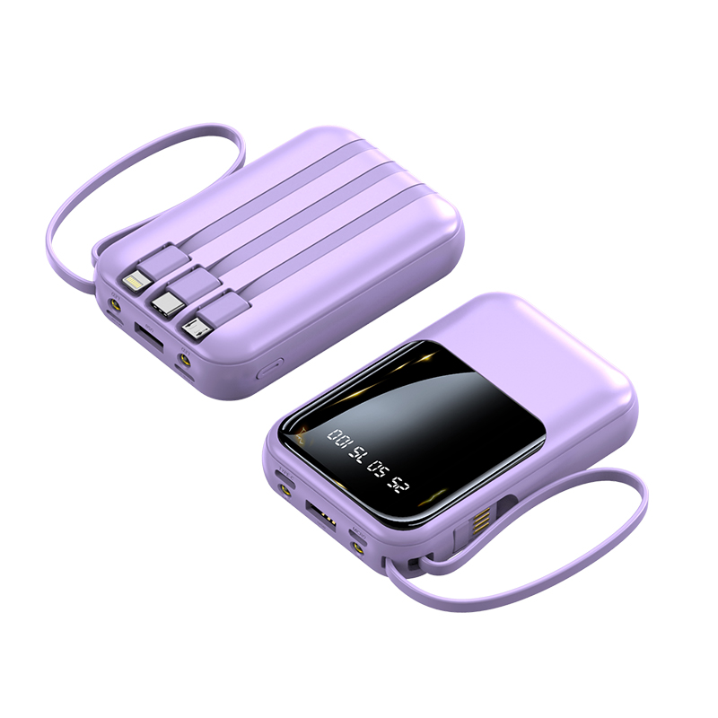 Socket Standard 10000mAh Mini Power Bank LED Display Power Charger with 4 Cables