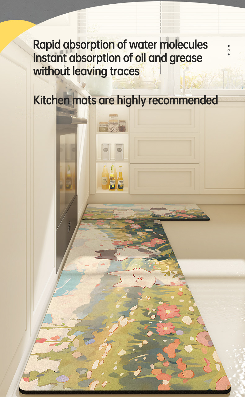 Diatom Mud Household Bathroom Carpet Door Mat Square Shape Quick-drying and Absorbent
