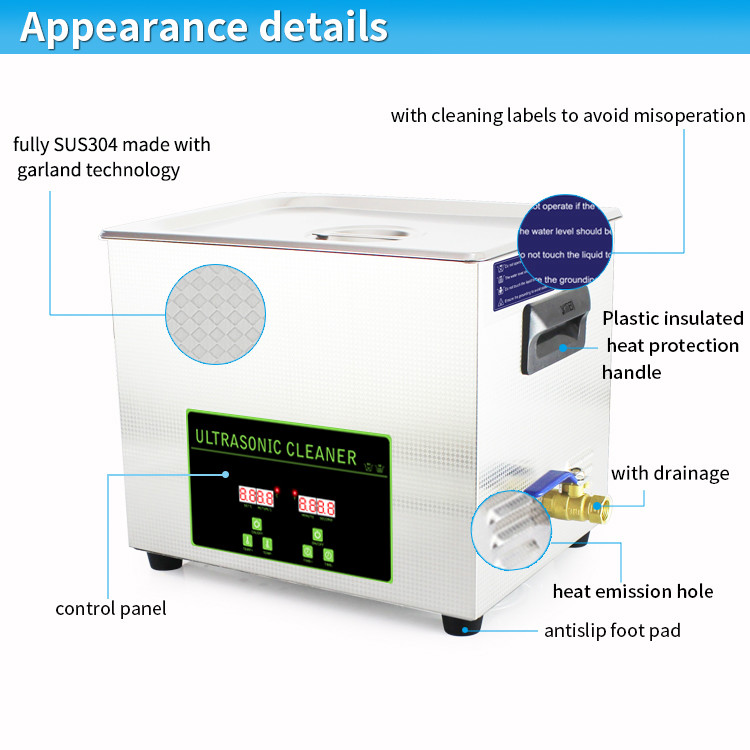 10L Industrial Ultrasonic Cleaner Component Metal Part Repair / Cleaning Sonic Tank