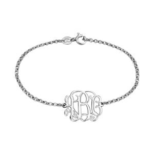 Quality 7.48in 0.42oz Sterling Silver Personalized Name Bracelets Silver Name Plate Bracelet oDM wholesale