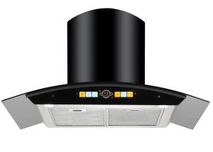 Quality Silvery Glass Chimney Black Cooker Hood 90cm Integrated Rangehood wholesale