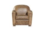 Classical Top Grain Brown Leather Armchair With Strong Solid Wood Frame