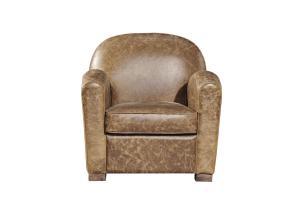Quality Classical Top Grain Brown Leather Armchair With Strong Solid Wood Frame wholesale