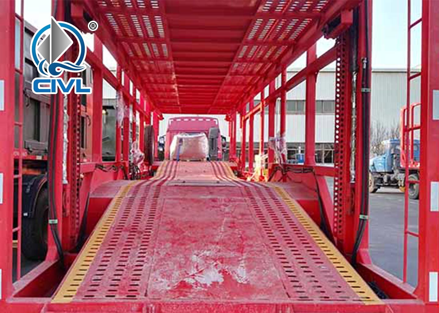 Two Axle Car Carrier Semi Trailer , Car Carrier Semitrailer Two Axle Semitrailer