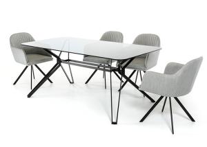 Quality Sun On Glass Top 0.2CBM 45kgs Fabric metal leg Dining Table Set wholesale
