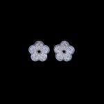Personalized Silver Cubic Zirconia Earrings , Zircon Copper Flower Charm Cute