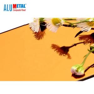 Quality 1220 X 2440mm Golden B1 Aluminium Composite Mirror Sheet 0.5 Mm Thick HDPE Core wholesale
