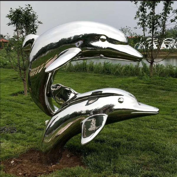 Outdoor metal Dolphin stainless steel statue with mirror polish,Stainless steel