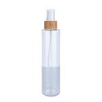 220ml Transparent Cylindrical Clear Bottle With White Spray For Cosmetic Bamboo