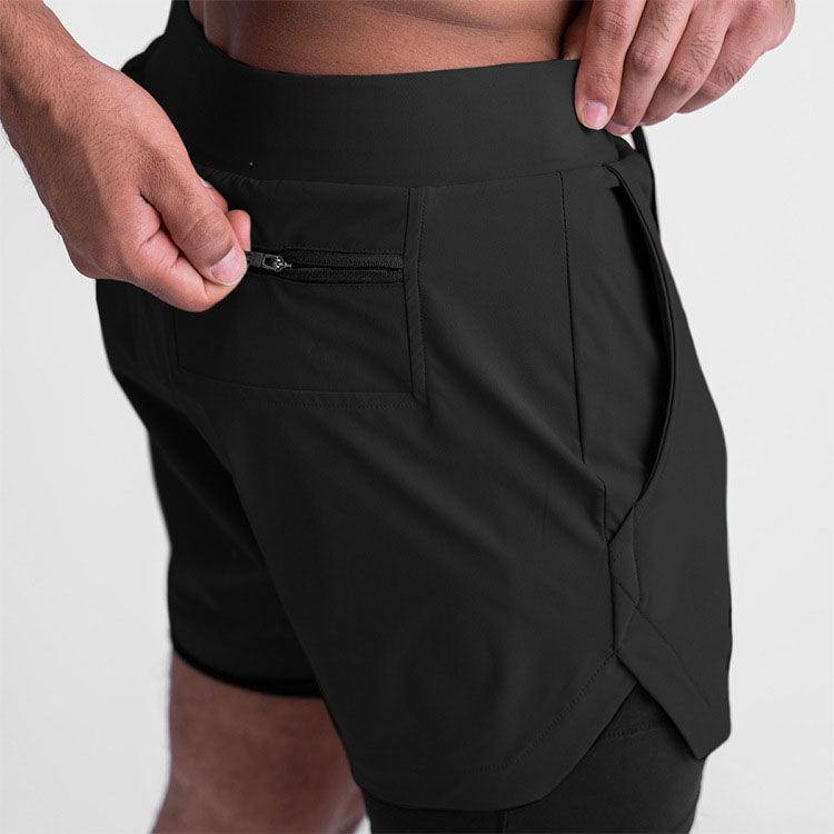 2 In 1 Double Layer Sports Mens Gym Shorts Custom LOGO 5 Inch Fitness Workout Shorts