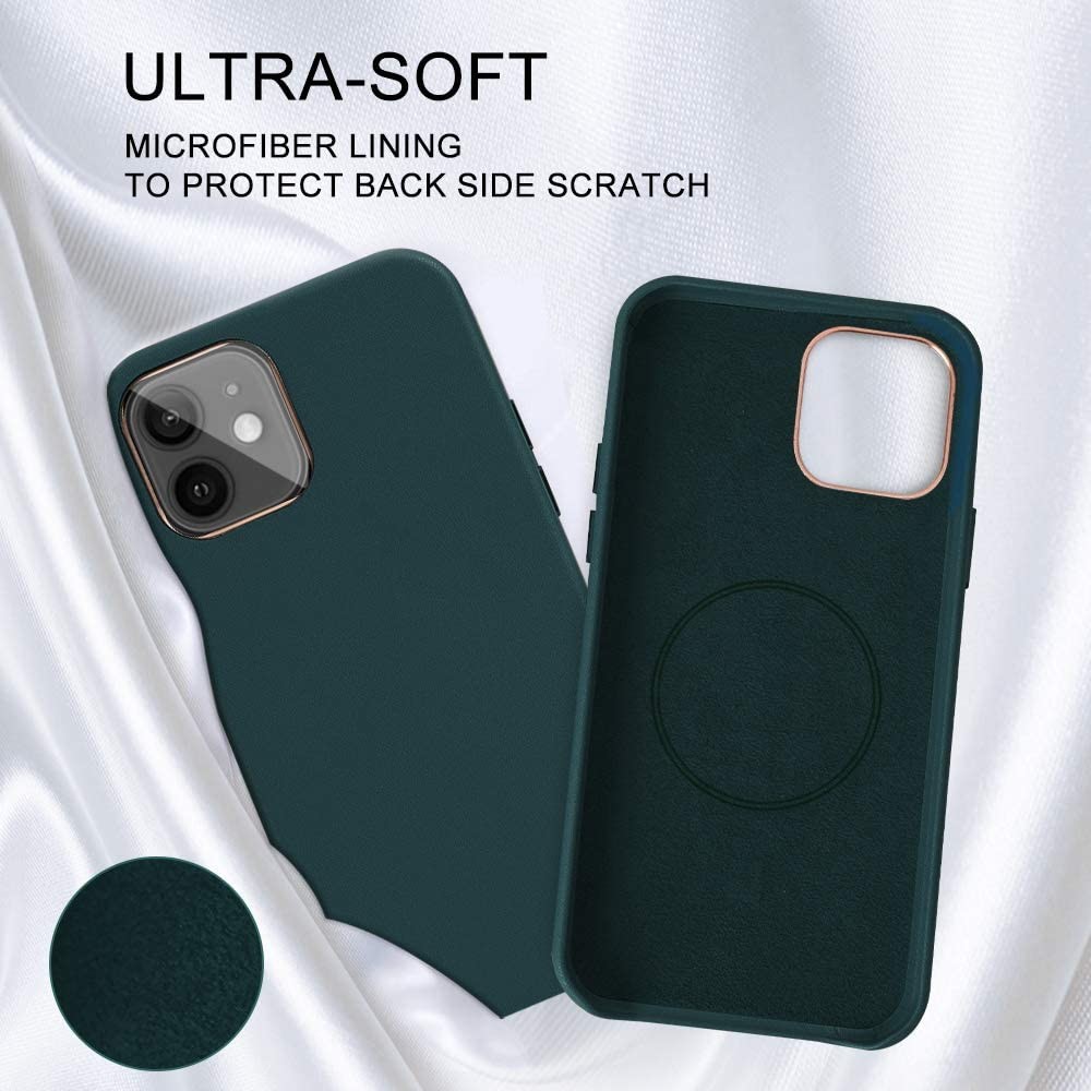 Full Protective Liquid Silicone iPhone 12 Case Built in Magnetic Ring (Supports MagSafe Wireless Charging) (Green)