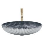 Die Casting Glass Vessel Basin Smoke Gray Color Interior 135mm Height