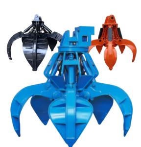 Quality Q355B Mechanical Orange Peel Grab , Electric Excavator Stone Grapple wholesale