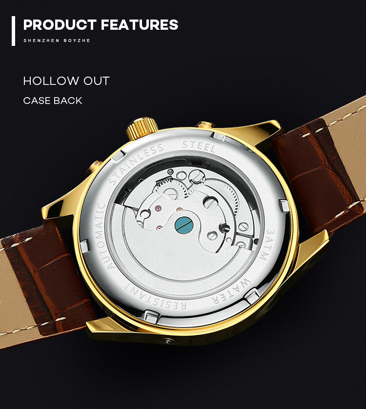 Brand KINYUED fashion mens wind up use hand water resistant tourbillon automatic watch