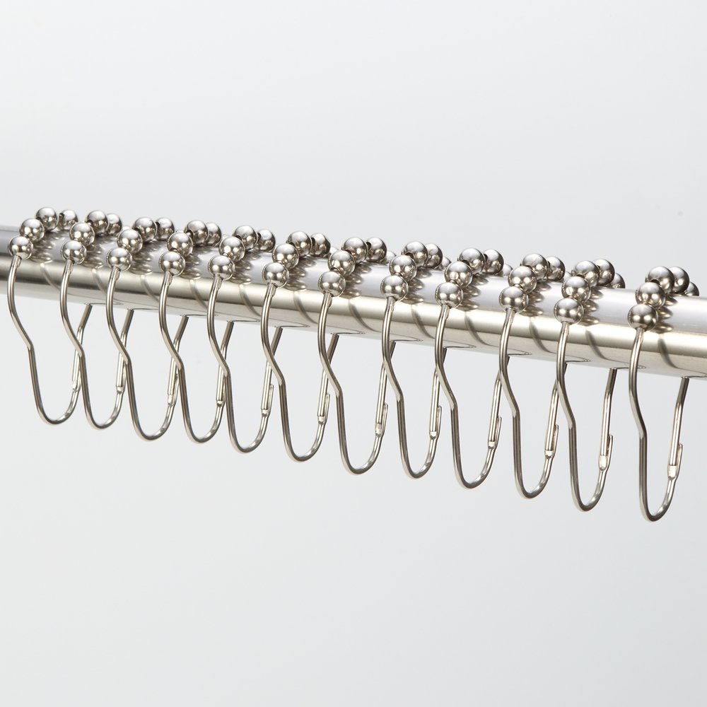 12 Sets Shower Curtain Rings Stainless Steel Rustproof Metal Hooks for Bathroom Shower Rods Curtains