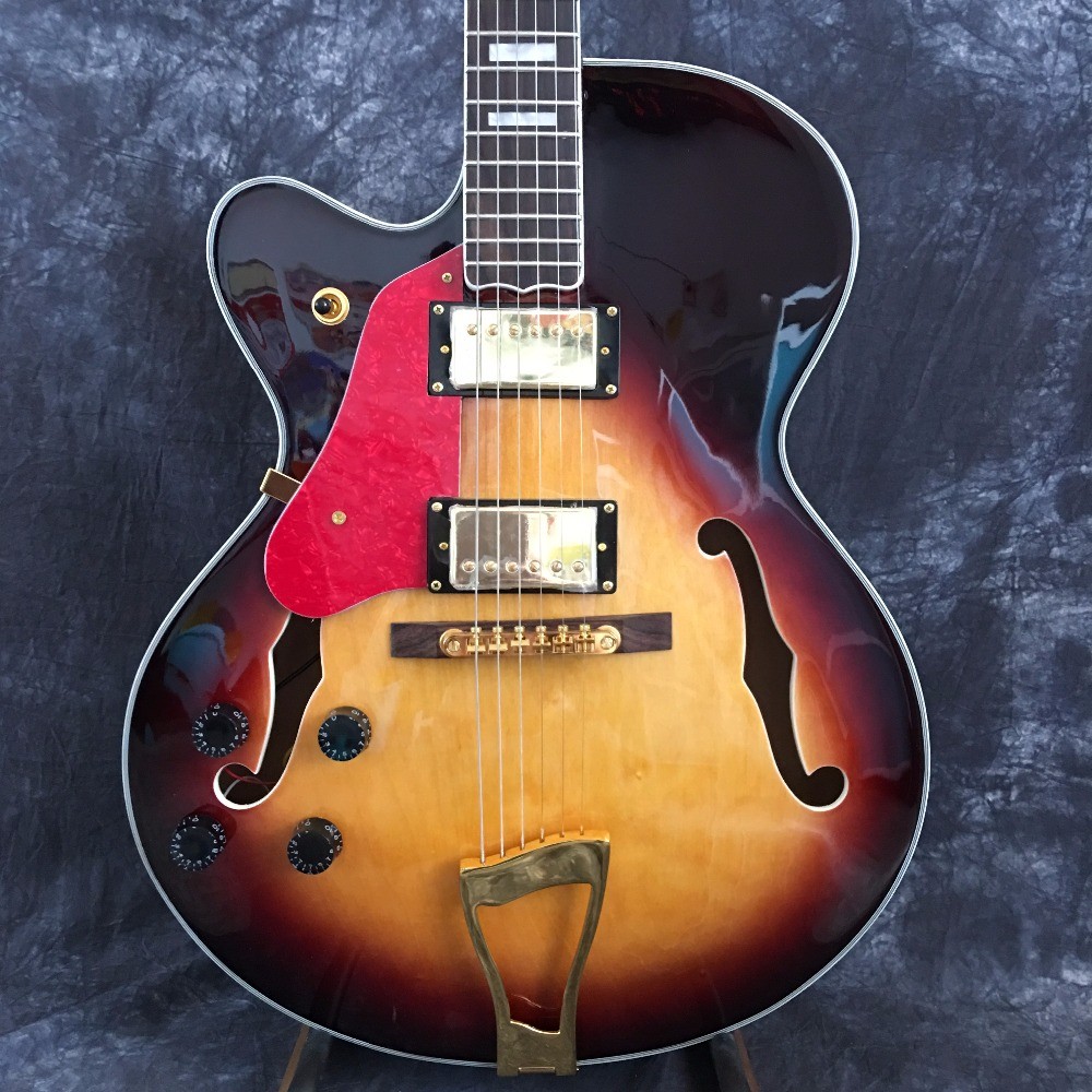 Vintage Sunburst L5 Electric Jazz Guitars with gold Hardware