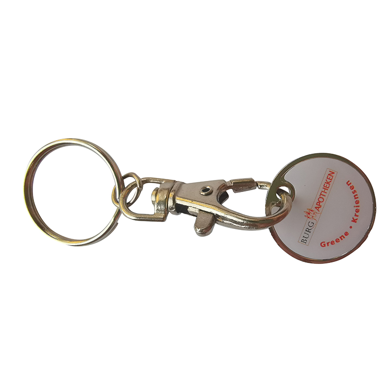 Custom Supermarket Metal Token Coins Shopping Cart Trolley Token Keychain