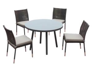 Quality 4 Seats Large Loading Ability Rattan Circle Outdoor Table Chairs wholesale