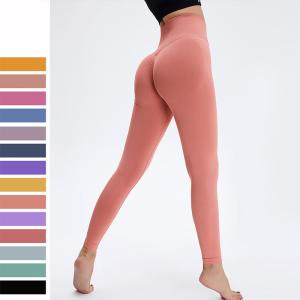 Quality High Waisted Seamless Gym Peach Butt Lifting Leggings Nude 14 Colors S M L Size wholesale