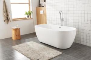 Quality 1200MM Oval Shower Bathtubs Center Toe Tap Drain Color Matched Freestanding Air Bubble Tub wholesale